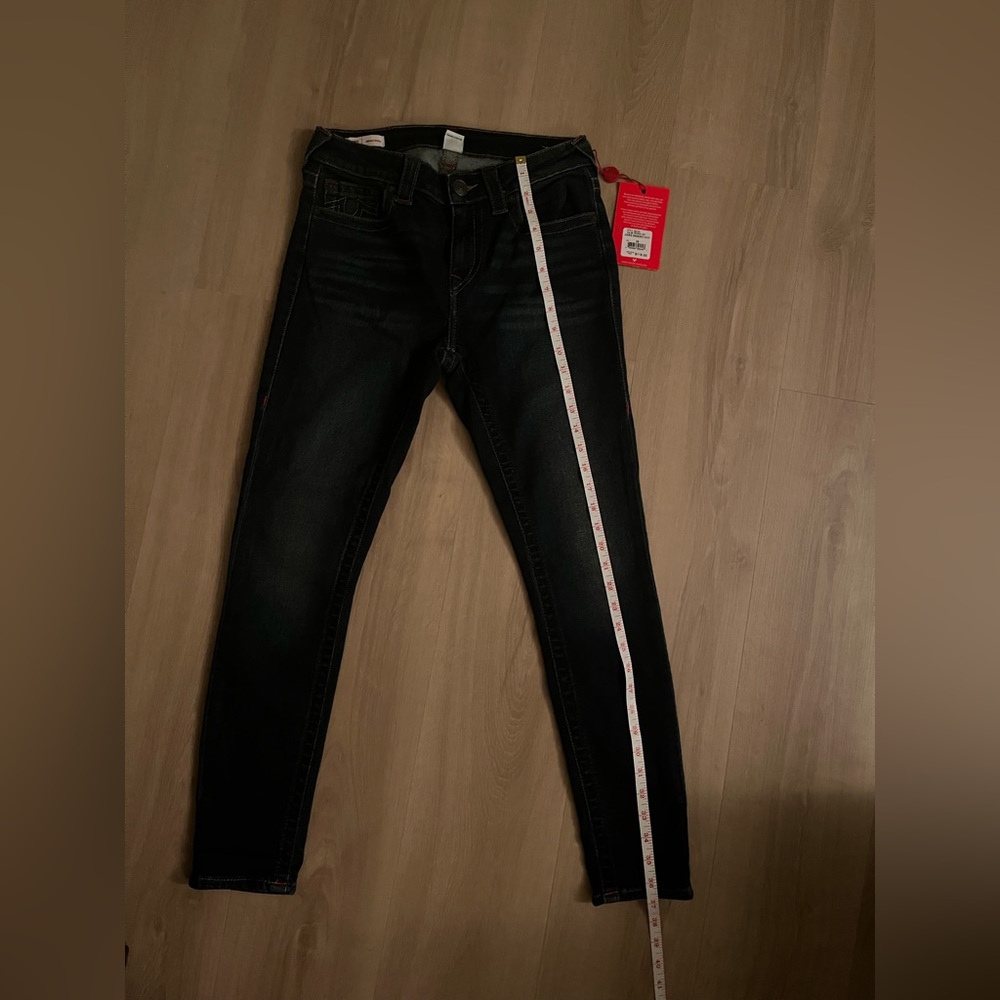True Religion Blue Denim Jeans with Red Stitching Jenny Curvy, size 29, NWT - Picture 8 of 8